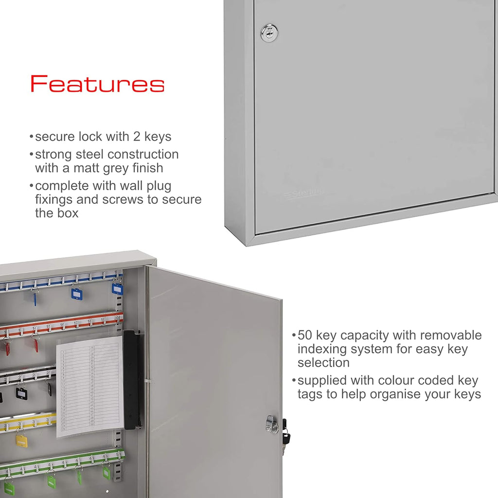 Burg Wachter 50 Hook Key Cabinet - Key cabinet for up to 50 Keys