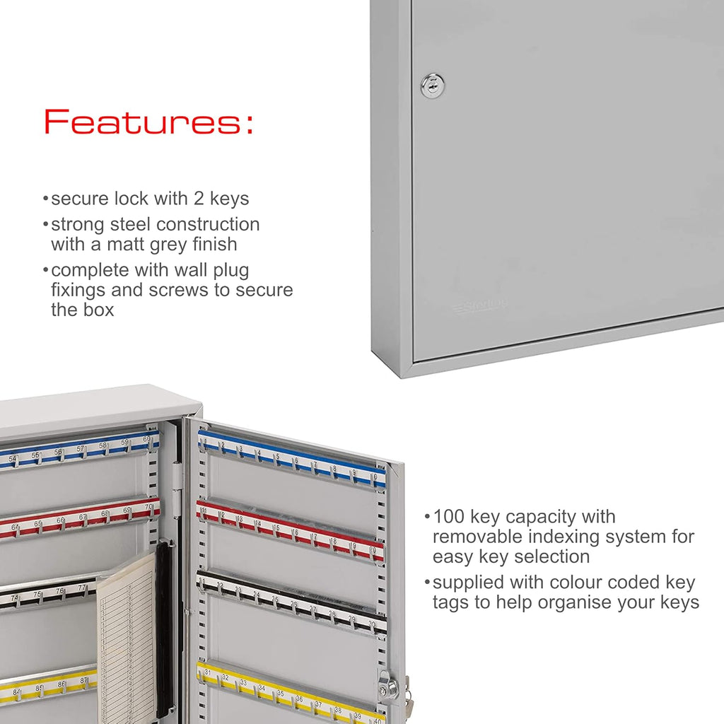 Burg Wachter 100 Hook Key Cabinet - Key cabinet for 100 keys