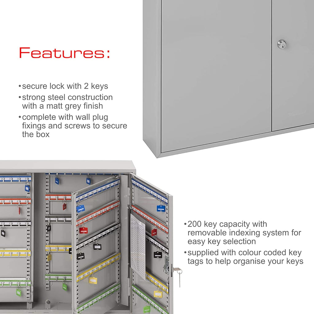 Burg-Wachter 200 Hook Key Cabinet - Key Cabinet for up to 200 Keys