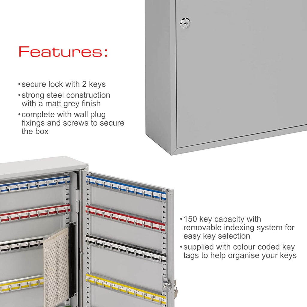 Burg Wachter 150 Hook Key Cabinet - Key Cabinet for up to 150 keys