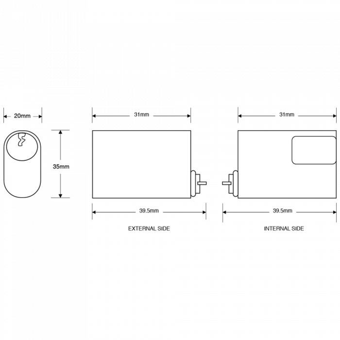 ASEC 6-Pin Scandinavian Oval External / Internal Cylinder