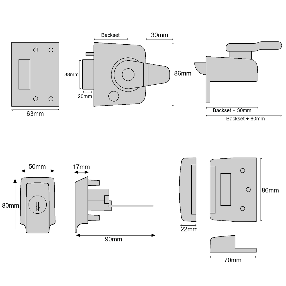 ASEC Kite BS Auto Deadlocking Nightlatch