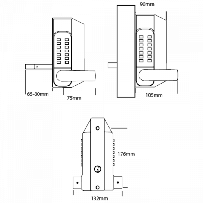 BORG LOCKS BL3430 ECP Lever Operated Marine Grade Metal Gate Double Digital Lock