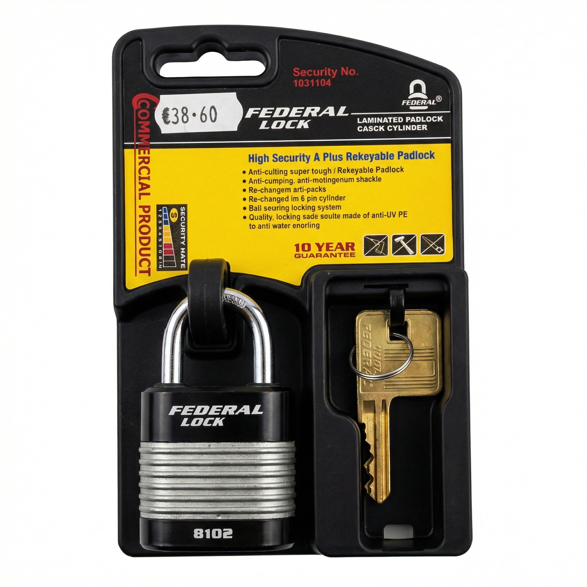 Federal Laminate 45mm Body Padlock - Clearance Special Offer