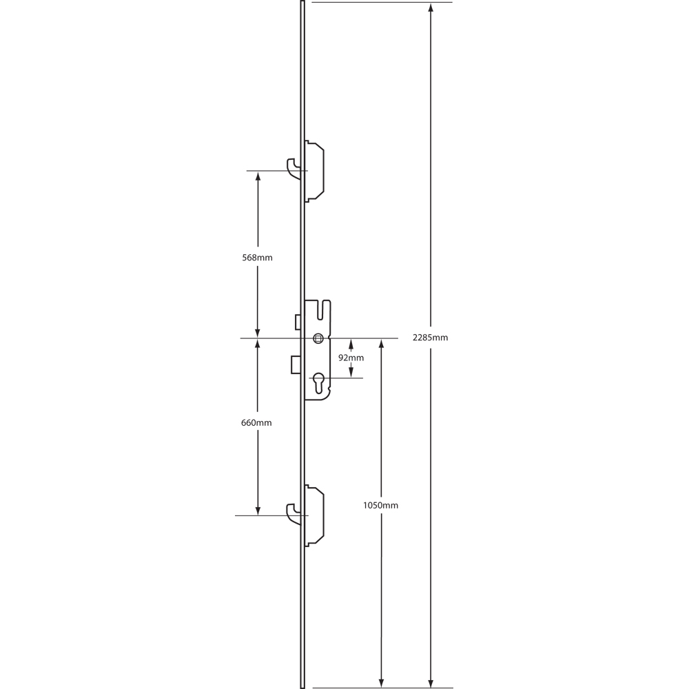GU Lever Operated Latch & Deadbolt - 2 Hook