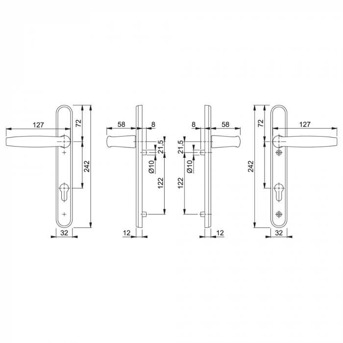 HOPPE Atlanta 2 Bolts under the Handle -  UPVC Lever Door Furniture 1530/3831N