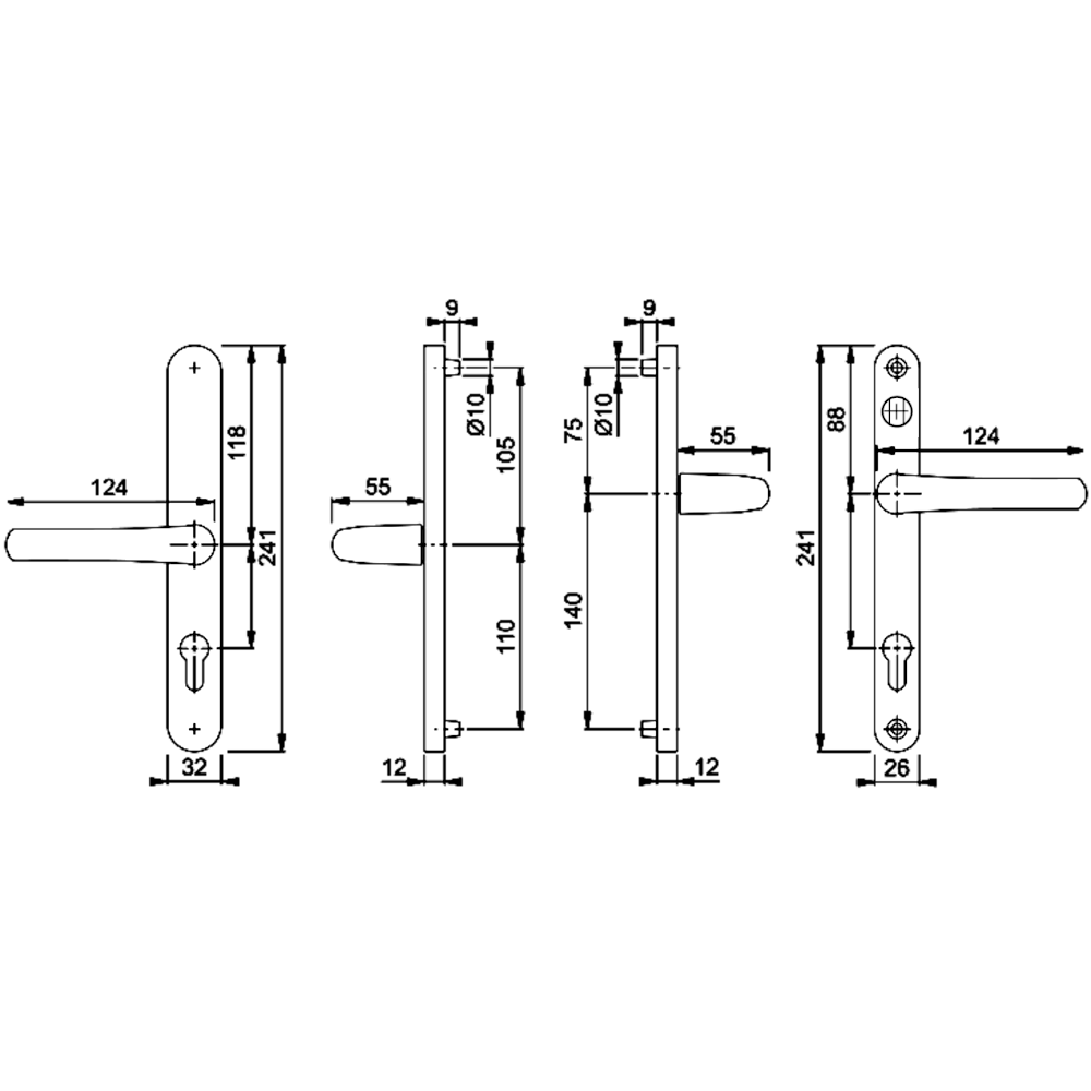 HOPPE Tokyo 92/62 Lever/Lever Narrow Backplate Door Handle With Internal Turn