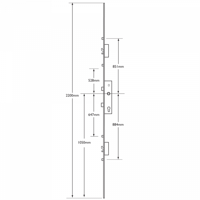 LOCKMASTER Lever Operated Latch & Deadbolt Single Spindle - 2 Hook 2 Anti-Lift 4 Roller