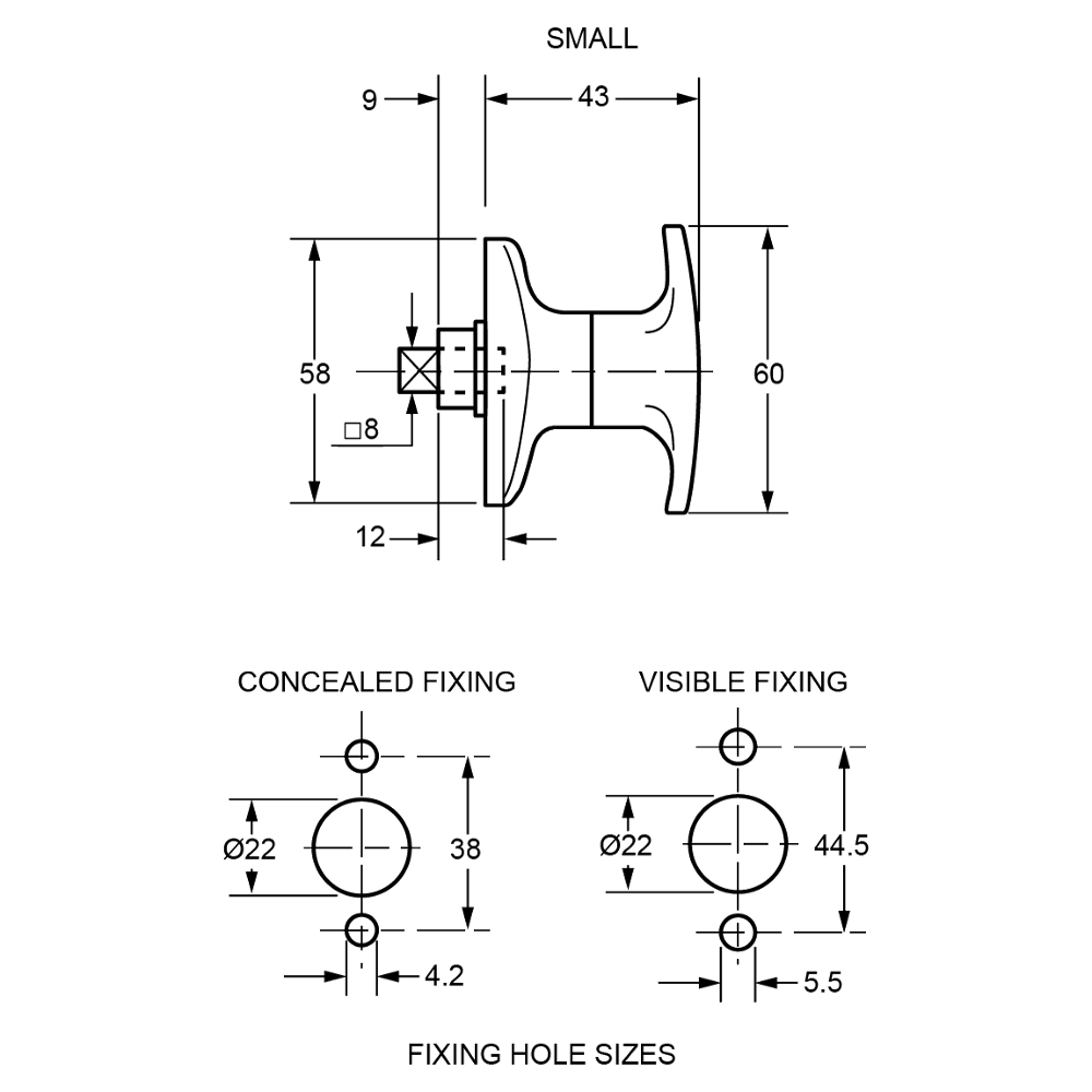 L&F 1601 & 1618 Small `T` Garage Door Handle