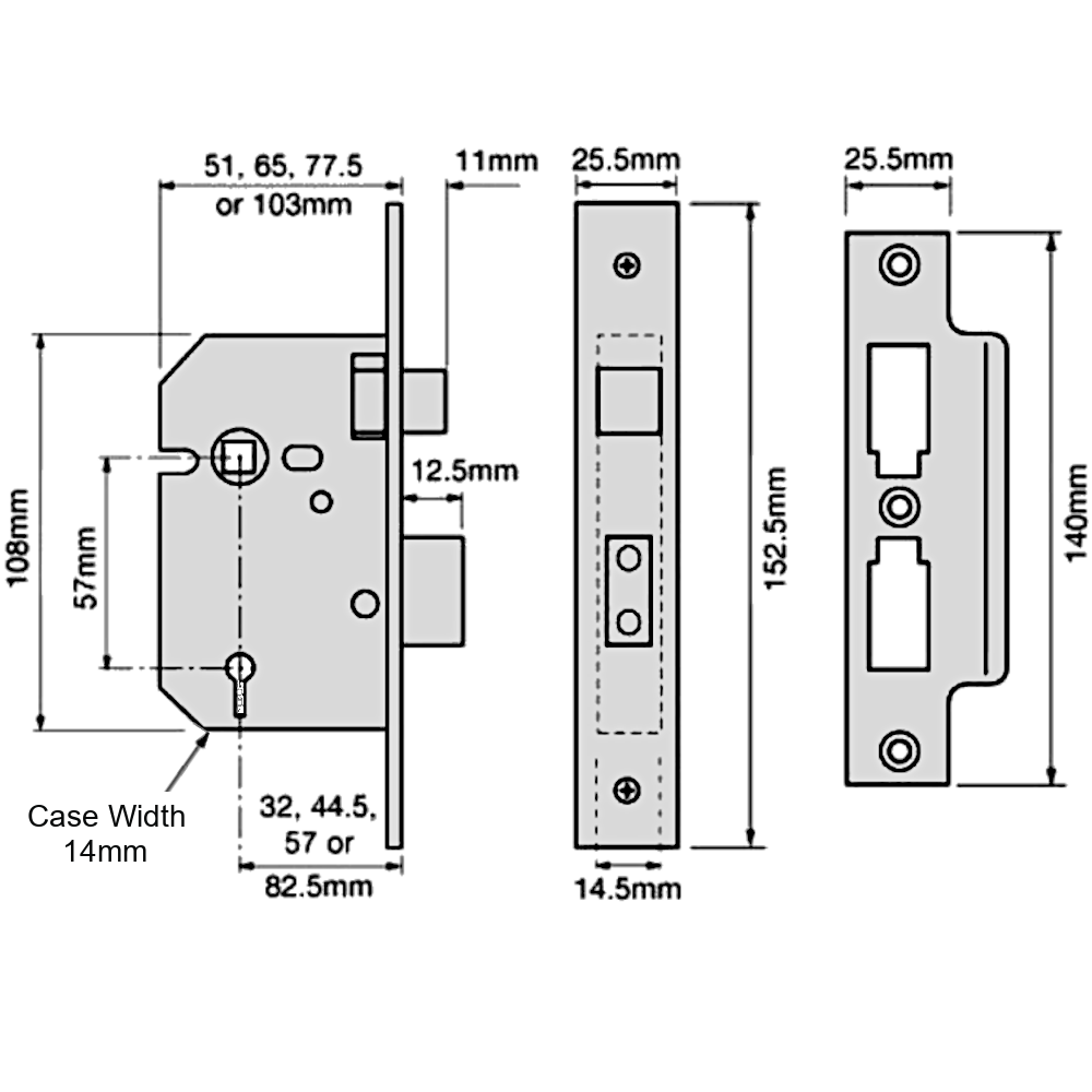 UNION 2277 3 Lever Sashlock
