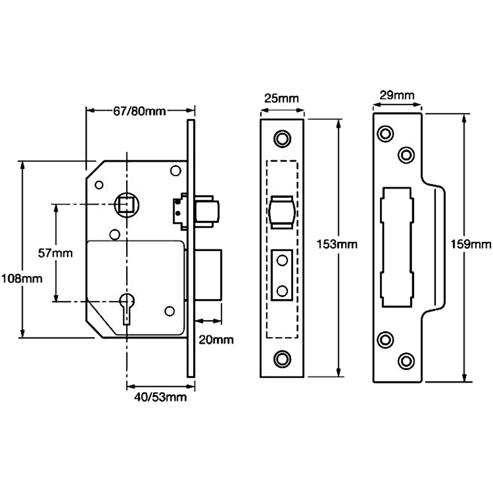 UNION C-Series 3K74E BS 5 Lever Sashlock
