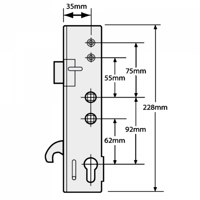 YALE Doormaster Lever Operated Latch & Hookbolt Twin Spindle Gearbox To Suit Lockmaster