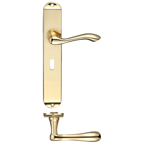 Arundel Lever on Long Plate Solid Brass Handle